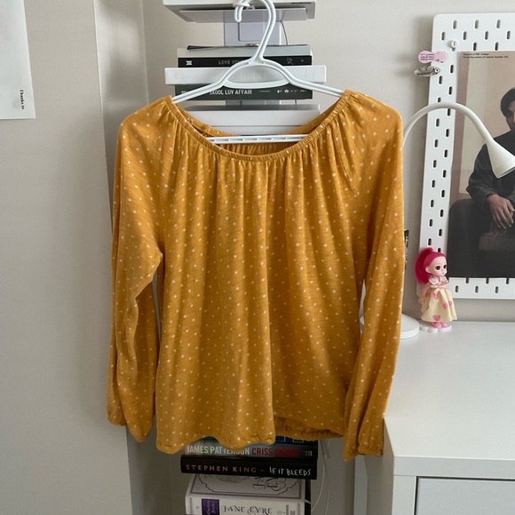 Orange Old Nazy Long Sleeve Shirt with White Polka Dots - Picture 3 of 4